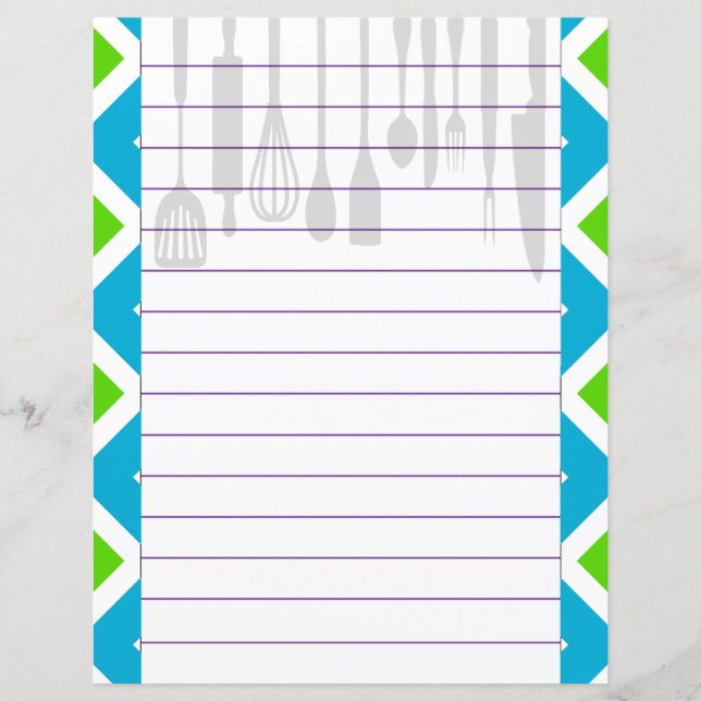 Lámina Utensilios de Cocina Retro Estilo Zigzag Chevron (Anverso)