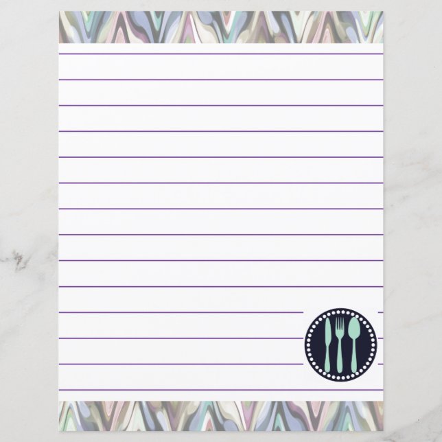 Lámina Utensilios de cocina retro Zigzag Chevron (Anverso)