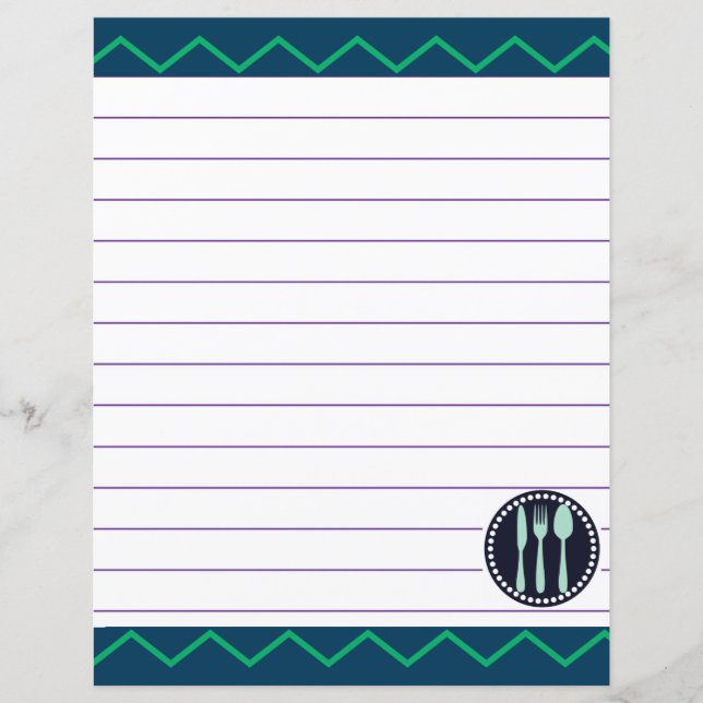 Lámina Utensilios de cocina retro Zigzag Chevron (Anverso)