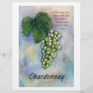 Lámina Uvas de vino de Chardonnay y letra de descripción