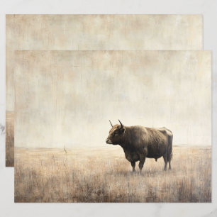 Lámina Vaca Highland en papel de cuaderno de campo de Sep