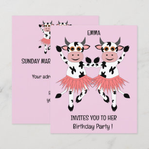 Lámina Vacas adorables y divertidas bailando - cumpleaños
