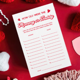 Lámina Valentine Baby Shower Adivinar a la mami de edad j