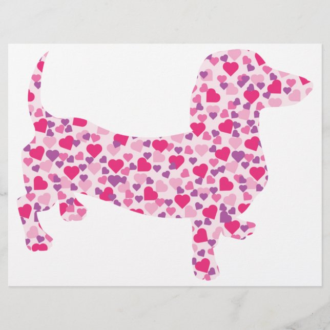 Lámina Valentine Hearts Dachshund (Anverso)