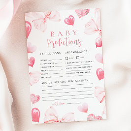 Lámina Valentine's Pink Bow Baby Shower Prediction Game