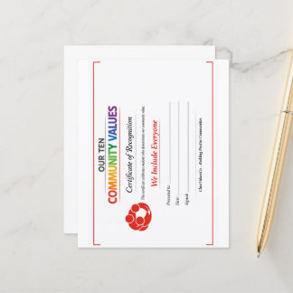 Lámina Value Inclusion Certificate 4.5x 5.6 Paper Sheet