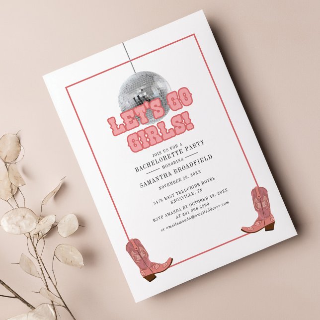 Lámina Vamos Chicas Disco Cowgirl Bachelorette Party (Disco Cowgirl Retro Bachelorette Invitation)