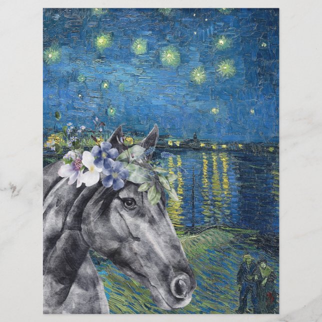 Lámina Van Gogh Starry Night y Black Horse Scrapbook (Anverso)