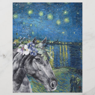 Lámina Van Gogh Starry Night y Black Horse Scrapbook