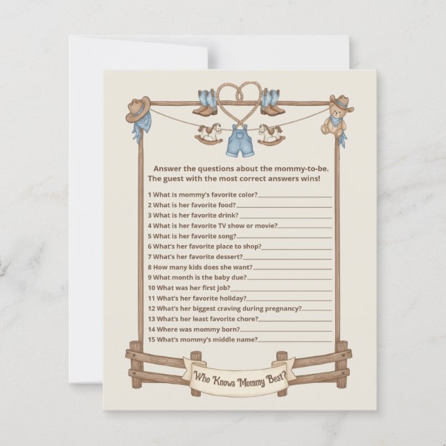 Lámina Vaquero rústico que conoce a mi mejor carta de jue (Anverso)