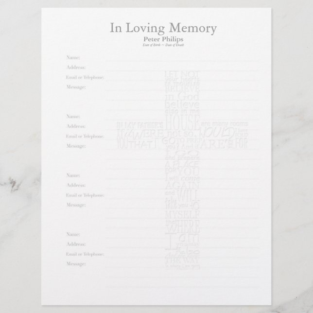 Lámina Vaso de la Biblia John14 con forma de cruz - (Anverso)