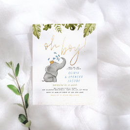 Lámina ¡Vaya! Baby Shower amarillo y azul elefante