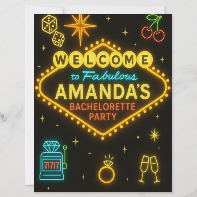 Lámina Vegas Bachelorette Party Drink Game-Take a Sip If (Anverso)