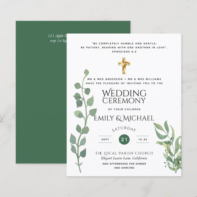 Lámina Vegetación presupuestaria Invitación a la boda cat (Anverso / Reverso)