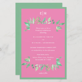 Lámina Vegetación verde rosa deja bodas presupuestarias