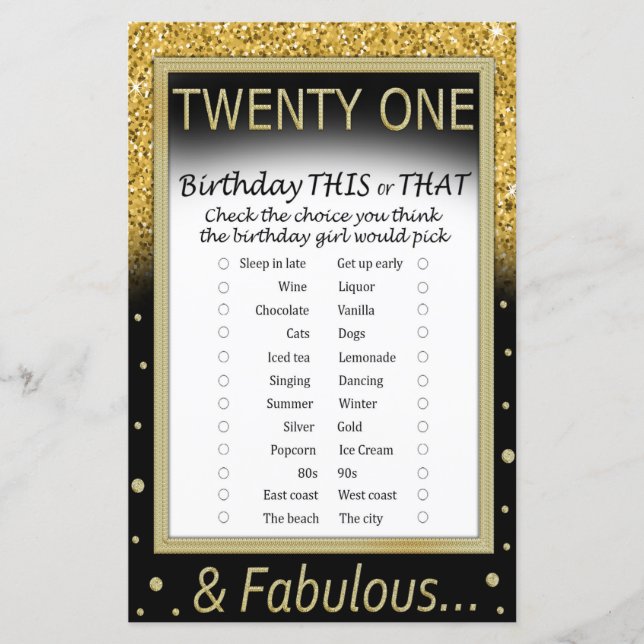 Lámina Veintiún cumpleaños este o ese juego (Anverso)