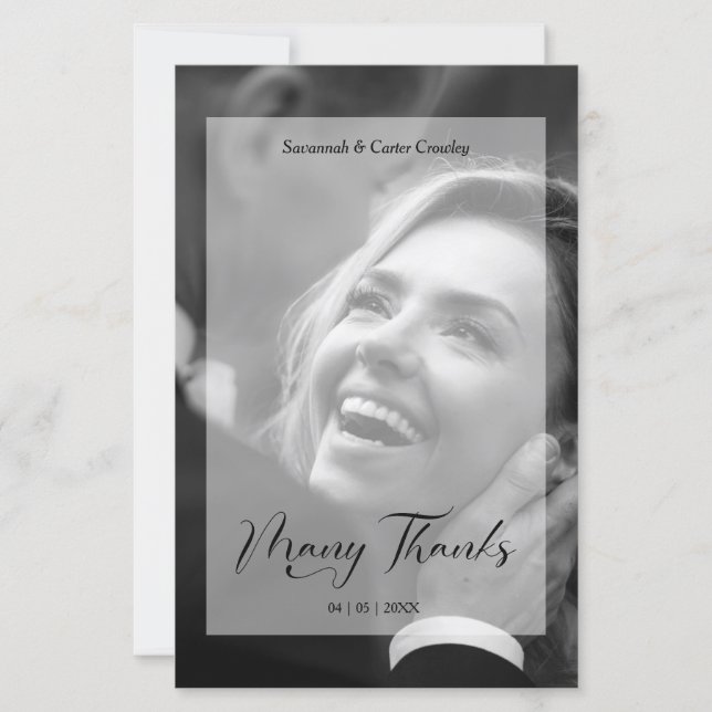 Lámina Vellum Effect Budget Wedding BW Photo Thanks  (Anverso)