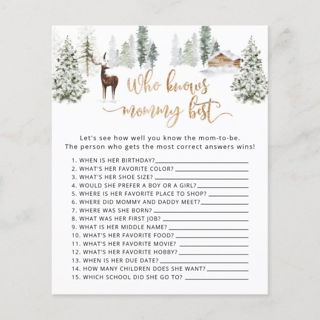 Lámina Venado de Woodland Quién conoce el mejor juego de  (Anverso)