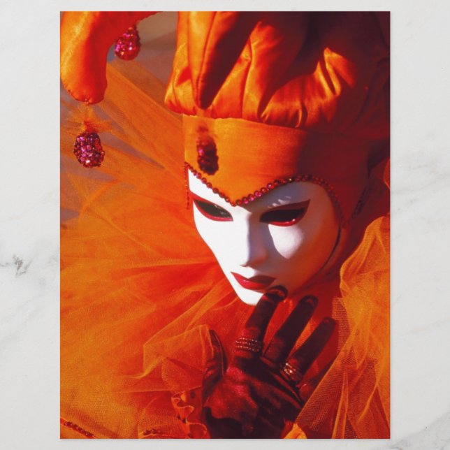 Lámina Venecia, Italia (IT) - Disfraz de carnaval Naranja (Anverso)