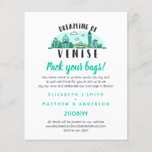 Lámina VENISE Boda Invitación moderna en línea de Skyline