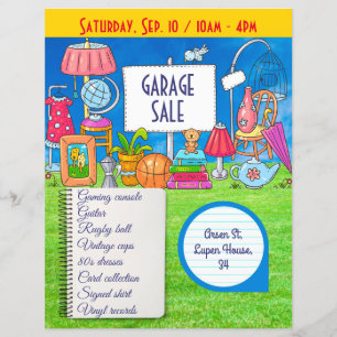 Lámina venta de garaje de personalizable, venta de yardas