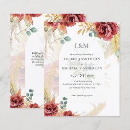 Lámina VENTA! Granja Boho Burgundy Gold Floral