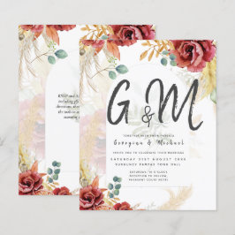 Lámina VENTA! Granja Boho Burgundy Gold Floral