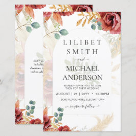 Lámina VENTA! Granja Boho Burgundy Gold Floral