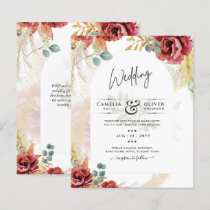 Lámina VENTA! Granja Boho Burgundy Gold Floral