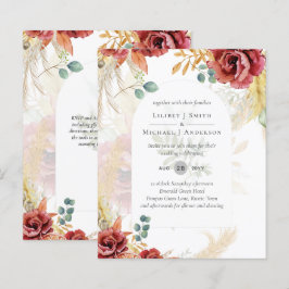 Lámina VENTA! Granja Boho Burgundy Gold Floral