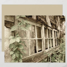 Lámina Ventanas de la antigua fábrica de madera rústica d