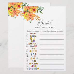 Lámina Verano floral ducha de novia emoji juego de picnic