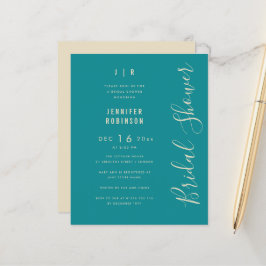 Lámina Verde azulada de ducha de novia moderna con guión 