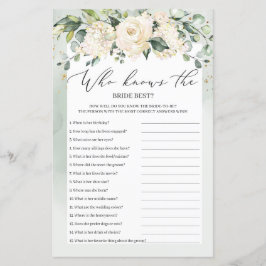 Lámina Verde Boho Quién Sabe Mejor Juego de la Novia