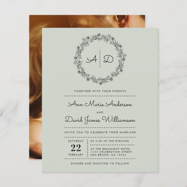 Lámina Verde | Foto del Boda de guirnaldas florales del p (Anverso / Reverso)