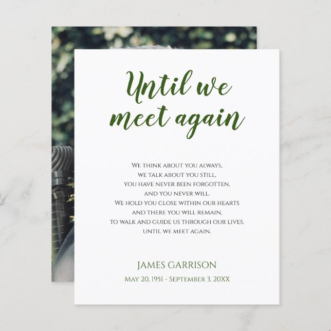 Lámina Verde hasta que volvamos a conocer poema conmemora (Anverso / Reverso)