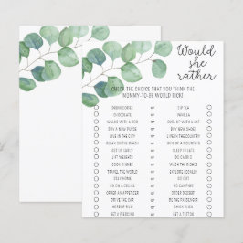 Lámina Verde - Juego para Baby Shower '¿Qué Preferiría El