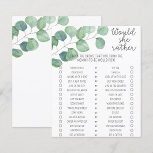 Lámina Verde - Juego para Baby Shower '¿Qué Preferiría El