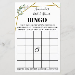 Lámina Verdor Bingo Ducha de novia juego bilingüe