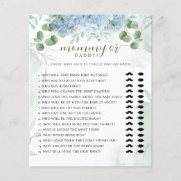 Lámina Verdor hidrangea azul mamá o papá Baby Shower