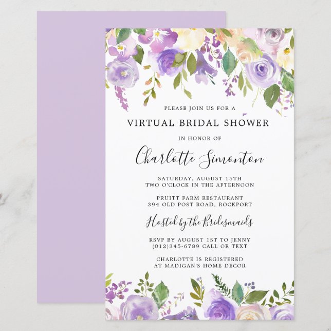 Lámina Verdor púrpura de la ducha de novia virtual de pre (Anverso / Reverso)