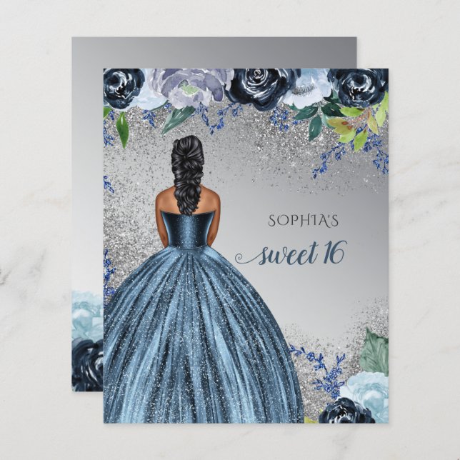 Lámina Vestido azul con brillo económico Cumpleaños dulce (Anverso / Reverso)