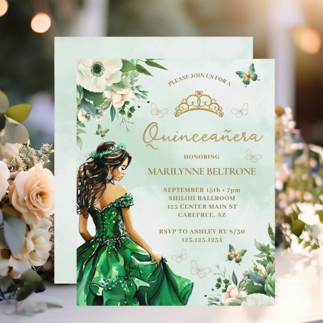 Lámina Vestido de flores esmeralda de presupuesto Quincea (Subido por el creador)