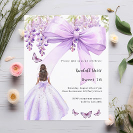 Lámina Vestido floral de arco de lavanda Dulce 16 invitac