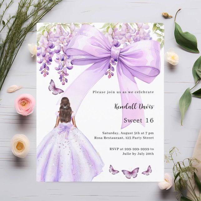 Lámina Vestido floral de arco de lavanda Dulce 16 invitac (Subido por el creador)