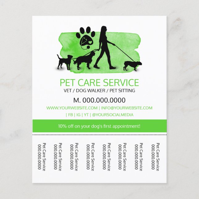 Lámina Vet / Caminata de Perros / Sentada de Cuidados de  (Anverso)