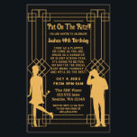 Lámina Viaje de presupuesto Invitación a chica de 20 art<br><div class="desc">Presupuesto ¡Pónganse en el ritz! Chica del flapper de arte deco de los años 20 y fiesta de gángsters glitz y glam,  invitaciones de oro y negro.</div>