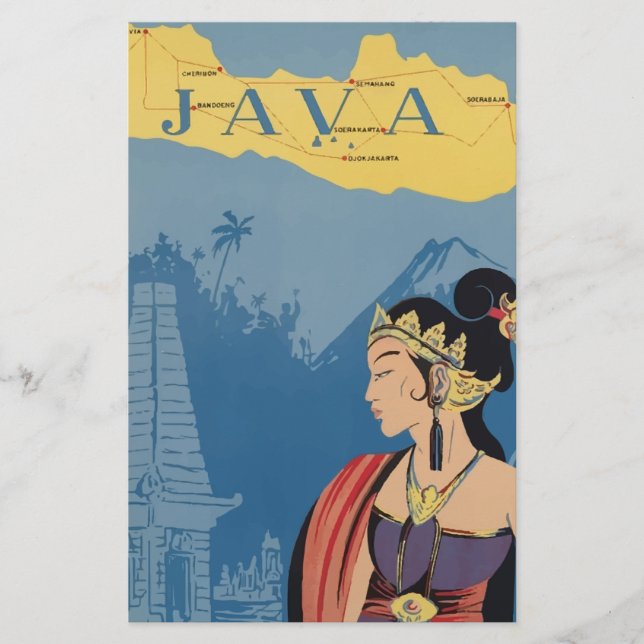 Lámina Viajes de vintage Java Indonesia (Anverso)