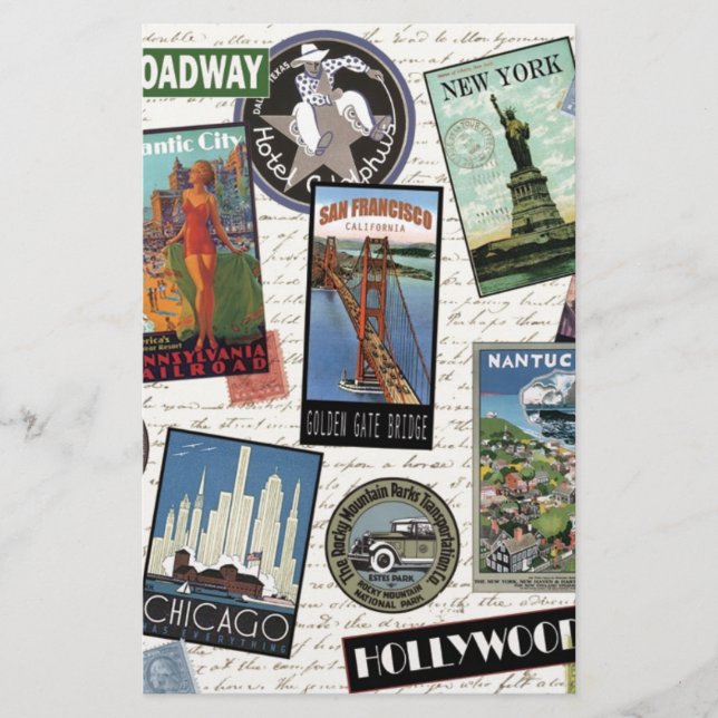 Lámina viajes vintage modernos EE. UU. (Anverso)