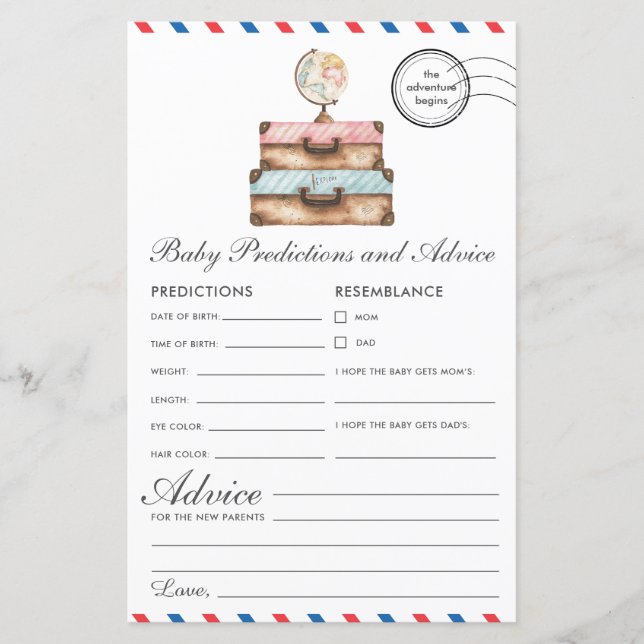 Lámina Viajes Vintage Predicciones y consejos para bebés (Anverso)